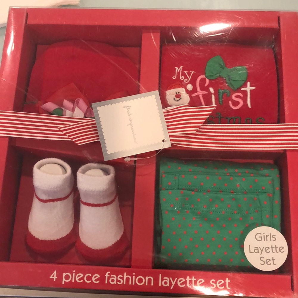 4 piece Christmas fashion layette set for girls